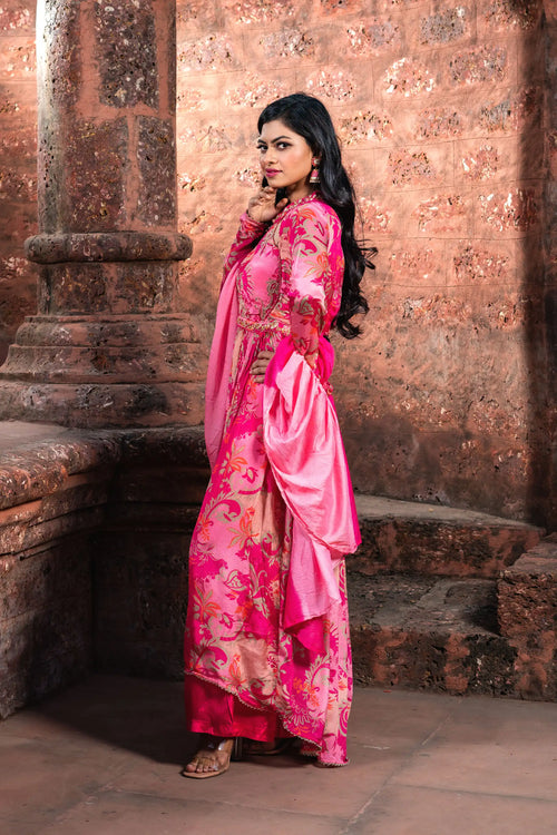 Floral Bloom Chinnon Anarkali Set