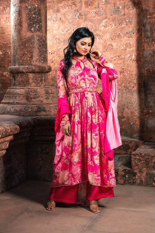 Floral Bloom Chinnon Anarkali Set