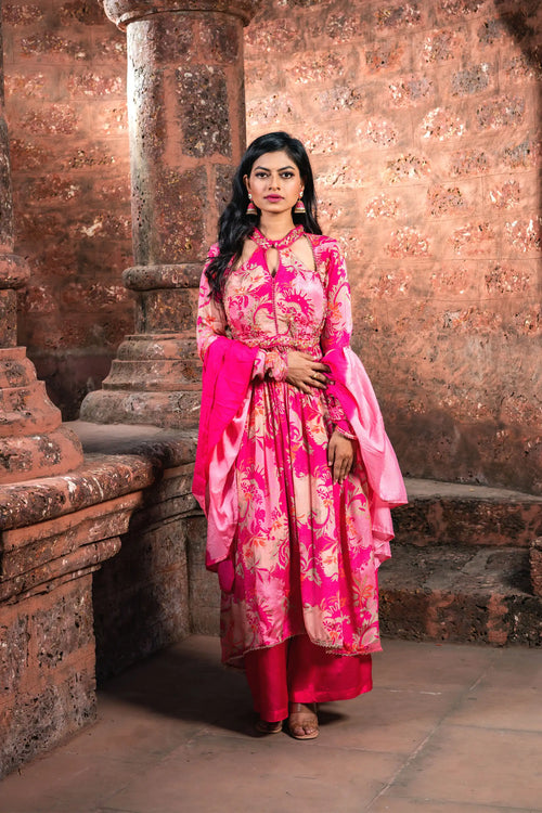 Floral Bloom Chinnon Anarkali Set