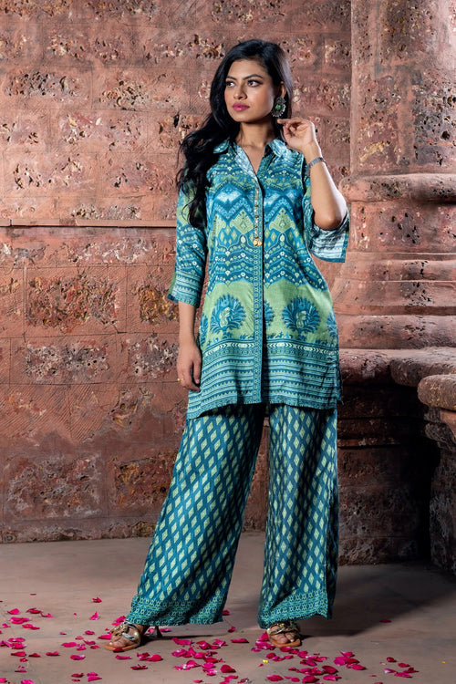 Rajasthani Blue & Green Co-Ord Set