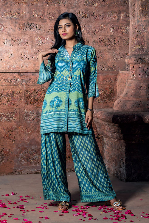 Rajasthani Blue & Green Co-Ord Set