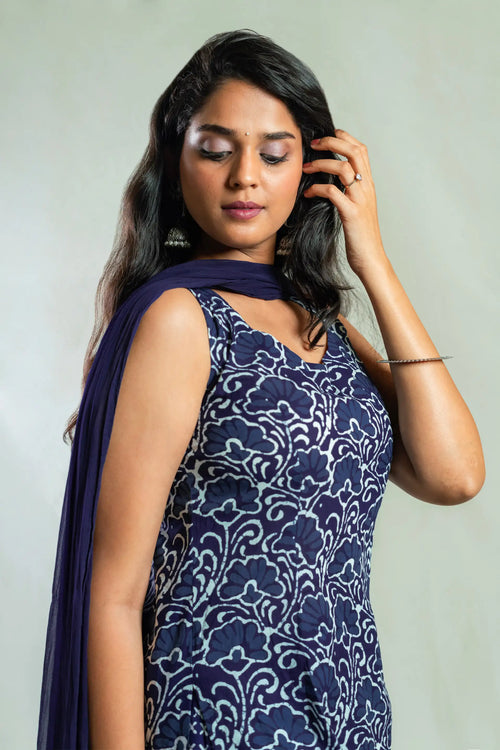 Indigo Block Print Sharara Set