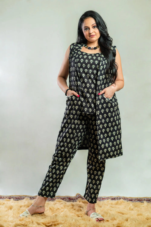 Black Color Bagru Print Co-ord Set