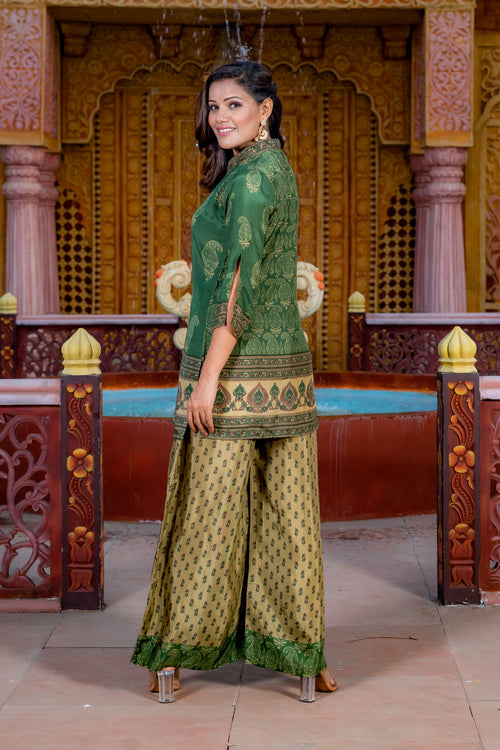 Rajasthani Mustard And Green Co-Ord Set