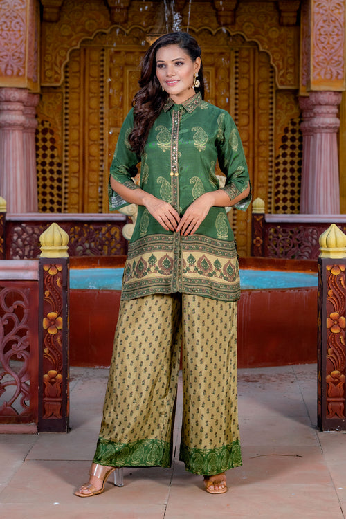 Rajasthani Mustard And Green Co-Ord Set