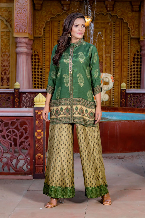 Rajasthani Mustard And Green Co-Ord Set