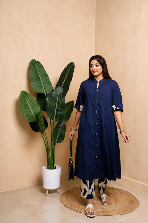 Aura – Blue A-Line Kurta Set