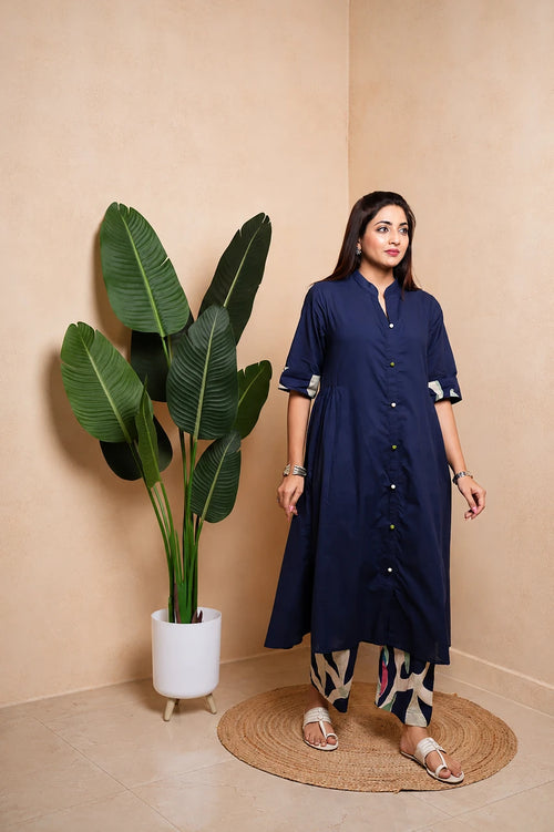 Aura – Blue A-Line Kurta Set