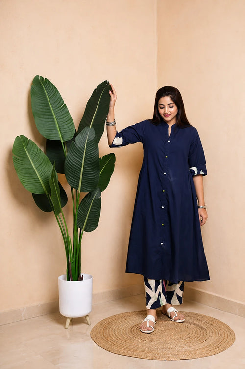 Aura – Blue A-Line Kurta Set