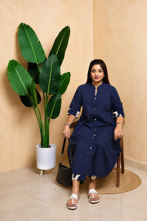 Aura – Blue A-Line Kurta Set