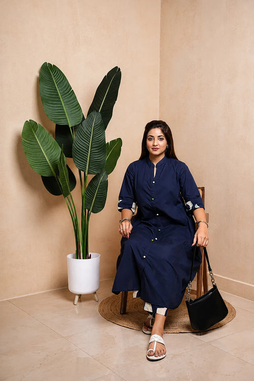 Aura – Blue A-Line Kurta Set