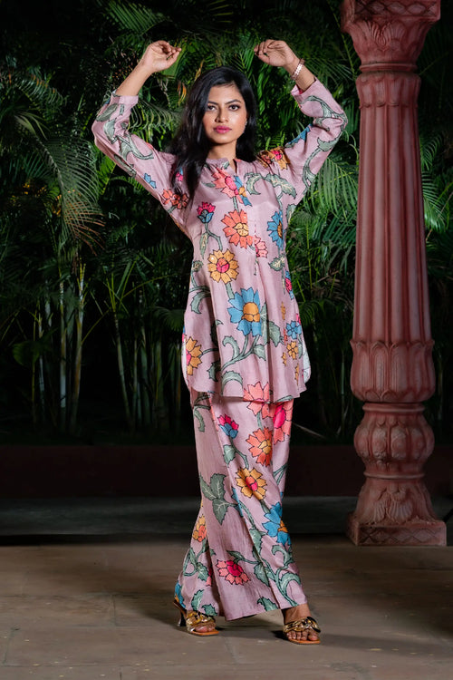 Pastel Pink Kalamkari Print Co-Ord Set