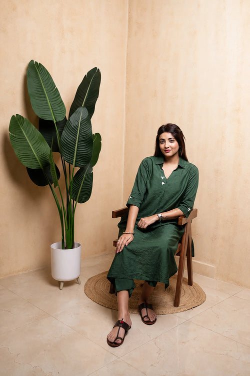 Vihang – Earth Green Kurta Set
