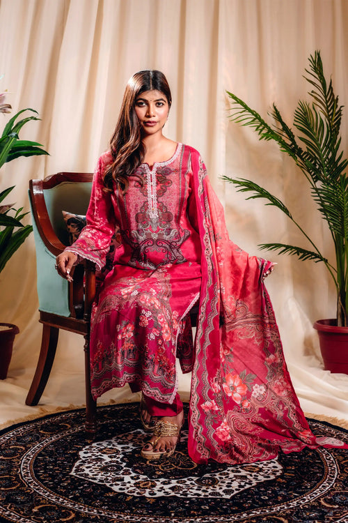 Pink Color Muslin Pakistani Straight Suit