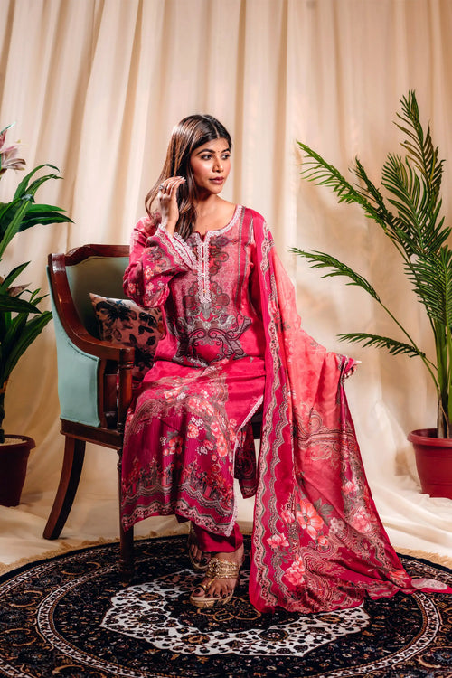 Pink Color Muslin Pakistani Straight Suit