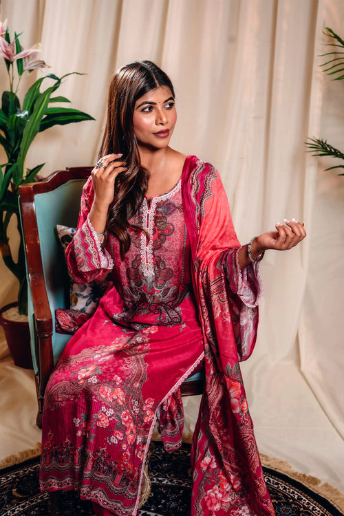 Pink Color Muslin Pakistani Straight Suit