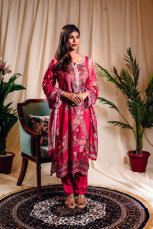 Pink Color Muslin Pakistani Straight Suit