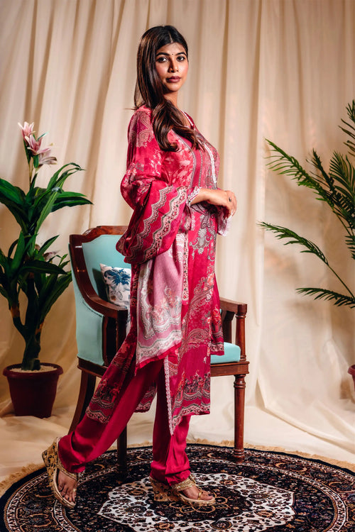 Pink Color Muslin Pakistani Straight Suit