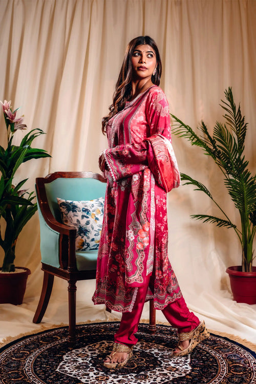 Pink Color Muslin Pakistani Straight Suit