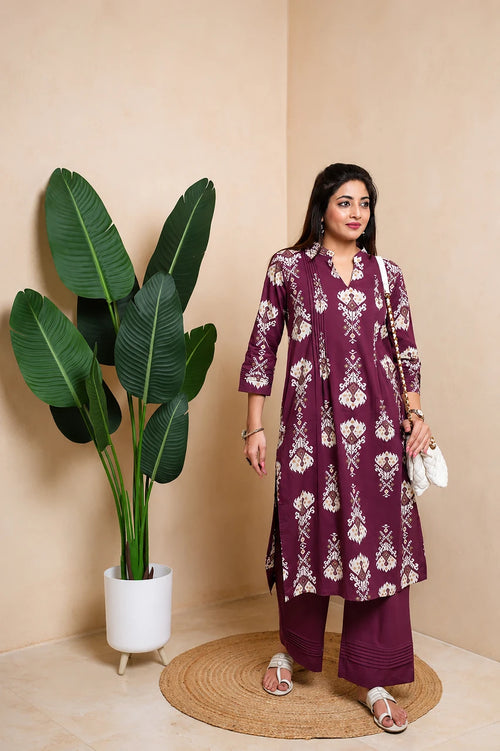 Aura – Wine Kurta Set