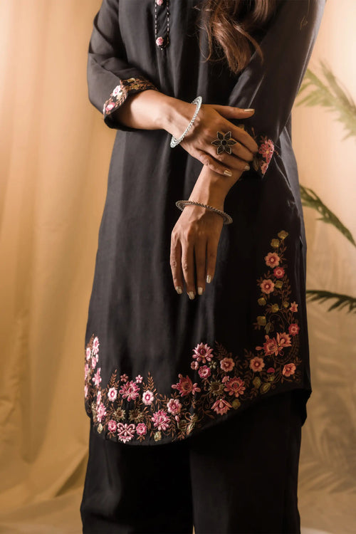 Black Afghani Straight Kurta Set