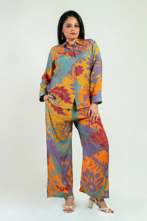 Multicolor Muslin Borneo Print Co-ord Set