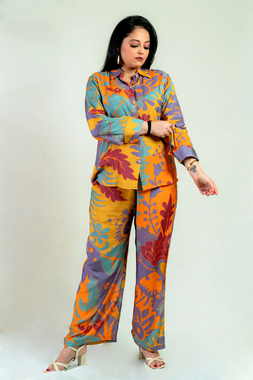 Multicolor Muslin Borneo Print Co-ord Set