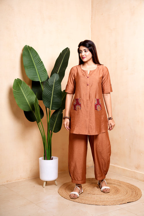 Tamra – Metallic Mustard Co-ord Set