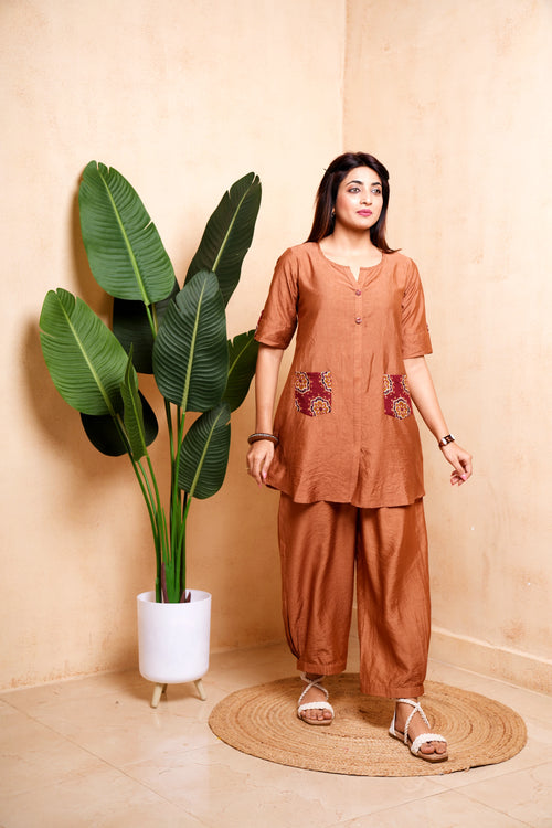 Tamra – Metallic Mustard Co-ord Set