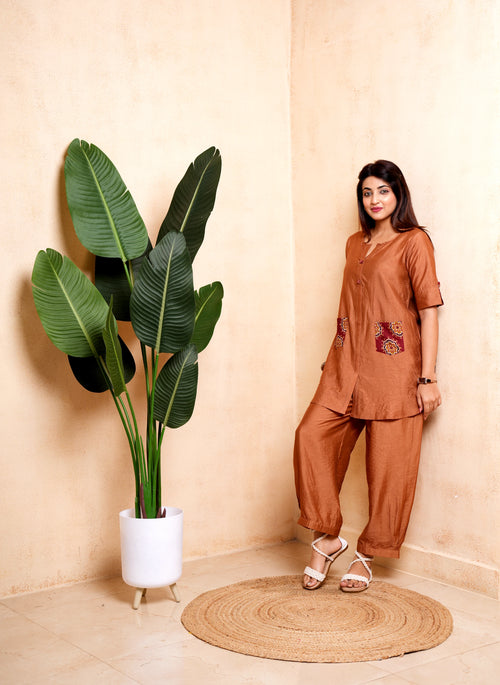 Tamra – Metallic Mustard Co-ord Set