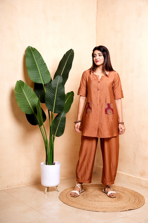Tamra – Metallic Mustard Co-ord Set