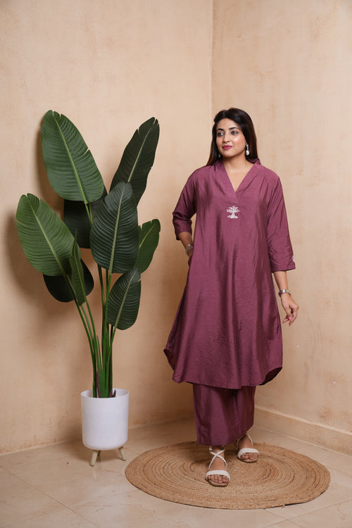 Vriksha- Lavender Color Blended Viscose Kurta Set