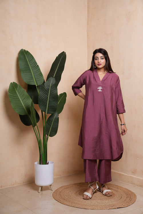 Vriksha- Lavender Color Blended Viscose Kurta Set