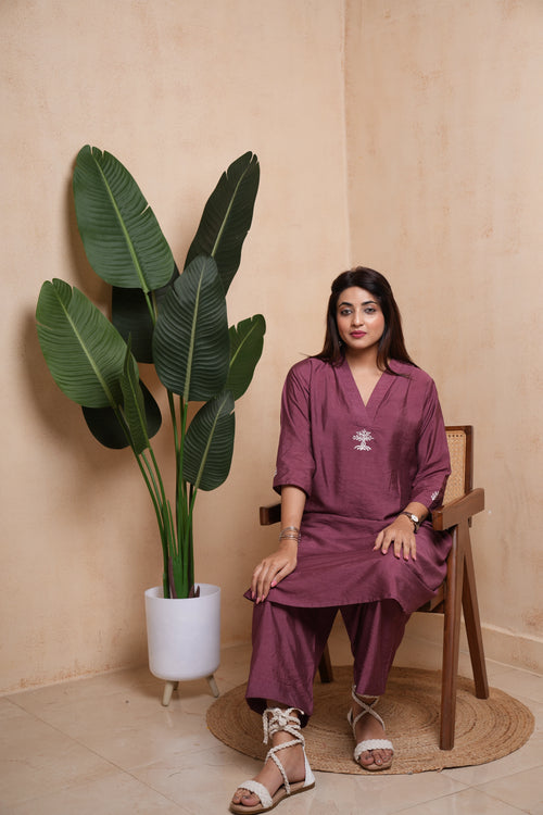 Vriksha- Lavender Color Blended Viscose Kurta Set