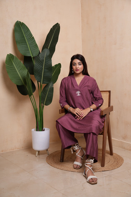 Vriksha- Lavender Color Blended Viscose Kurta Set