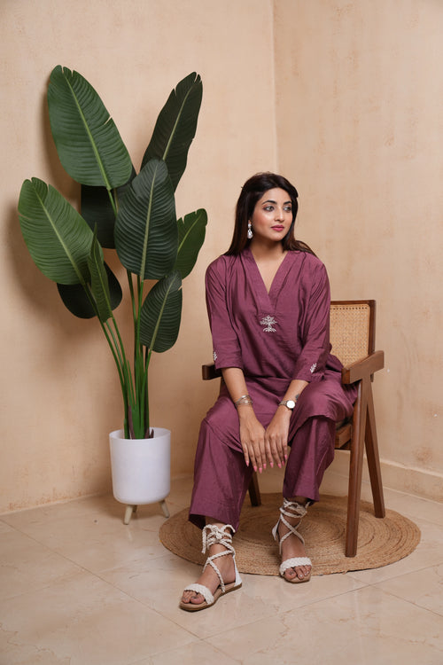 Vriksha- Lavender Color Blended Viscose Kurta Set