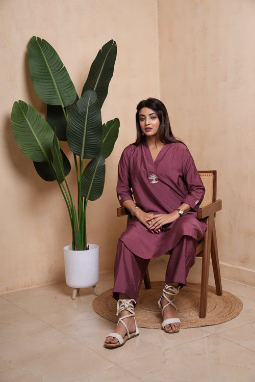 Vriksha- Lavender Color Blended Viscose Kurta Set